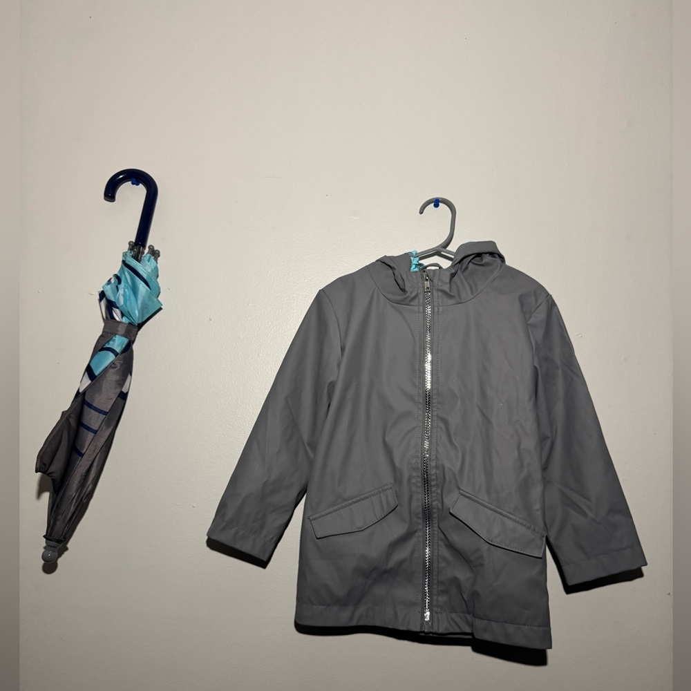 Bundle Listing - Grey & Blue Shark Raincoat + Umbrella Set | Kids | Size 4T